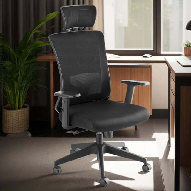 Tectake Phoebe Black Adjustable Office Chair - Size: 130 x 71 x 67cm - Wilko - image 1