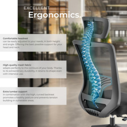 Tectake Phoebe Black Adjustable Office Chair - Size: 130 x 71 x 67cm - Wilko - thumbnail 5