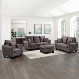 Brooklyn 6 Seater Mottled Mink Brushed Velvet Sofa Set - Brown - Wilko - thumbnail 1