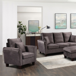 Brooklyn 6 Seater Mottled Mink Brushed Velvet Sofa Set - Brown - Wilko - thumbnail 3