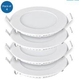 ENER-J 3W 6000K Recessed Round LED Mini Panel Downlight 4 Pack - Size: 10 x 12.8 x 12.8cm - White - Wilko