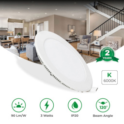 ENER-J 3W 6000K Recessed Round LED Mini Panel Downlight 4 Pack - Size: 10 x 12.8 x 12.8cm - White - Wilko - thumbnail 6