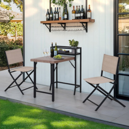Sunjoy 2 Seater Single Shelf Foldable Patio Bistro Set - Black - Wilko
