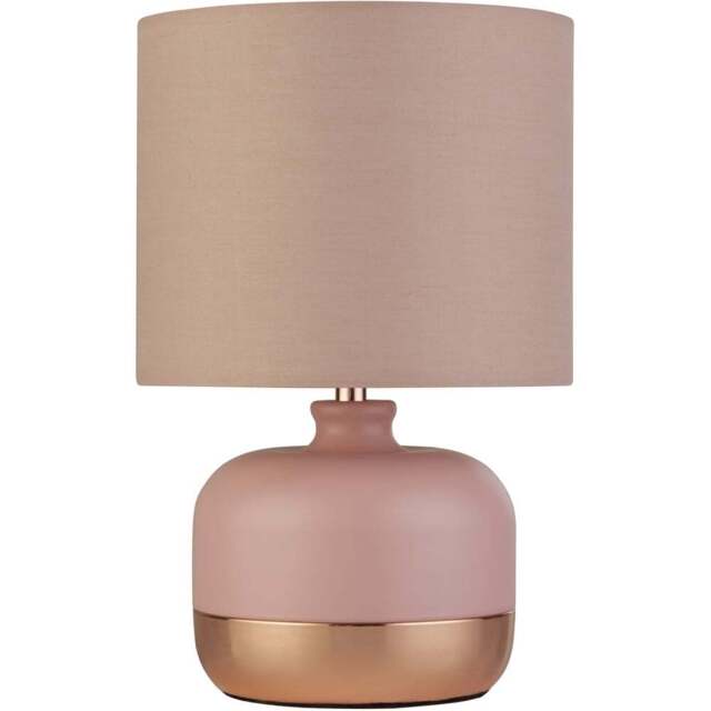 Lighting Collection Pink and Copper Table Lamp - Size: 27.5 x 18 x 18cm - Wilko - image 1
