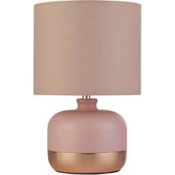 Lighting Collection Pink and Copper Table Lamp - Size: 27.5 x 18 x 18cm - Wilko