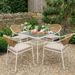 Lillian 4 Seater Dining Set - Natural and White - Outdoor Essentials - Wilko - thumbnail 4