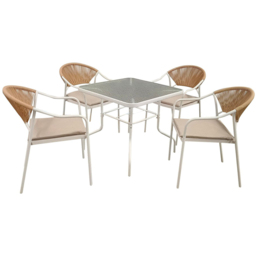 Lillian 4 Seater Dining Set - Natural and White - Outdoor Essentials - Wilko - thumbnail 3