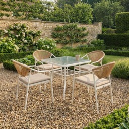 Lillian 4 Seater Dining Set - Natural and White - Outdoor Essentials - Wilko - thumbnail 5