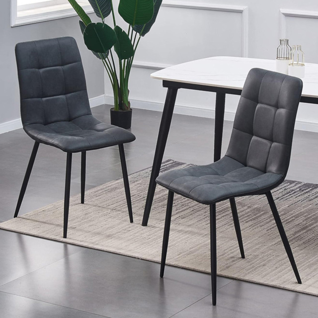 Henri Set of 2 Black Faux Suede Leather Dining Chair - MCC - Wilko - image 1