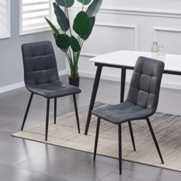 Henri Set of 2 Black Faux Suede Leather Dining Chair - MCC - Wilko - thumbnail 7