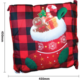 Xmas Haus Festive Black and Red Plaid Stocking Christmas Cushion 45 x 45cm - Size: 450 x 450 x 150cm - Wilko - thumbnail 5