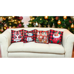 Xmas Haus Festive Black and Red Plaid Stocking Christmas Cushion 45 x 45cm - Size: 450 x 450 x 150cm - Wilko - thumbnail 4