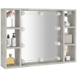 vidaXL 6 Open Shelf Concrete Grey LED Mirror Cabinet - Size: 55 x 76 x 15cm - Wilko - thumbnail 4