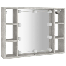 vidaXL 6 Open Shelf Concrete Grey LED Mirror Cabinet - Size: 55 x 76 x 15cm - Wilko - thumbnail 6