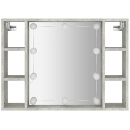 vidaXL 6 Open Shelf Concrete Grey LED Mirror Cabinet - Size: 55 x 76 x 15cm - Wilko - thumbnail 5