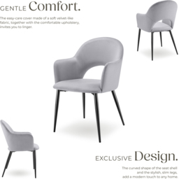 tectake Sasha Set of 4 Light Grey Dining Chair - Wilko - thumbnail 4