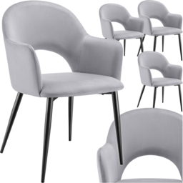 tectake Sasha Set of 4 Light Grey Dining Chair - Wilko - thumbnail 3