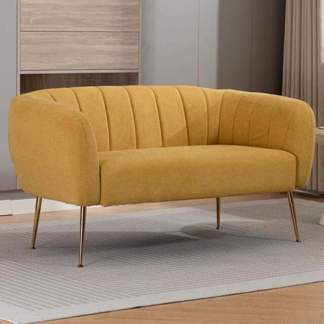 Artemis Home Stanton 2 Seater Yellow Fabric Shell Accent Sofa - Wilko - image 1