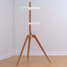 TTAP Tripod Light Wood Floor TV Stand - Size: 133.5 x 76.5 x 54cm - Brown - Wilko