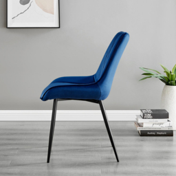 Furniturebox Solo Cesano 4 Seater Dining Set Brown Navy and Black - Blue - Wilko - thumbnail 5