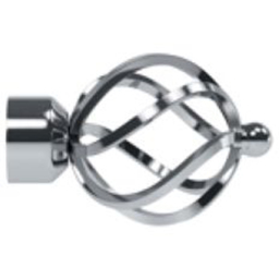 New Edge Blinds 200cm Fixed Length Chrome Eyelet Metal Curtain Pole Set with Cage Finial - Wilko - thumbnail 3