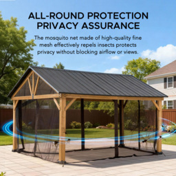 Sunjoy 3.5 x 4m Khaki Accessory Netting for Cedar Wood Gazebo (Gazebo Not Include) - Size: 3.3 x 3.9m - Grey - Wilko - thumbnail 5