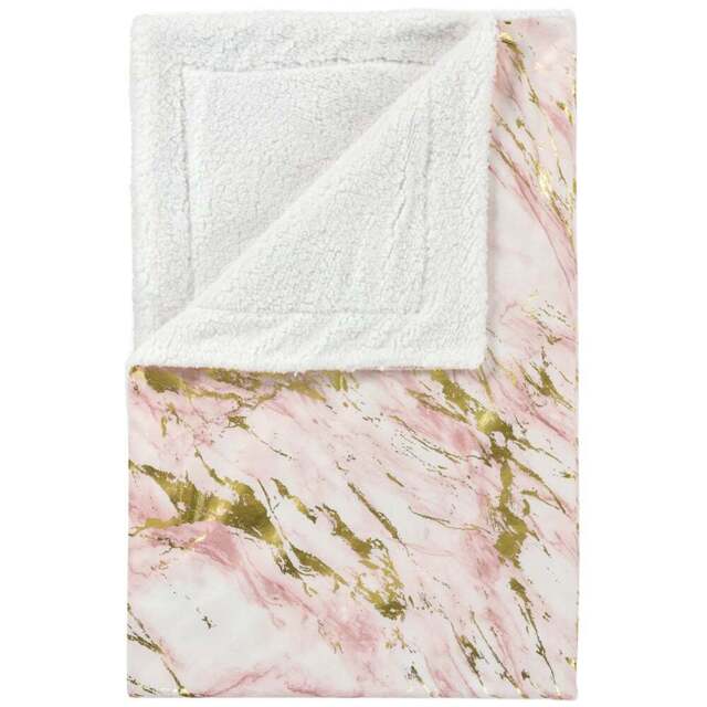 Velosso Pink Marble Sherpa Throw 150 x 200cm - Size: 150 x 200 x 1cm - Wilko - image 1