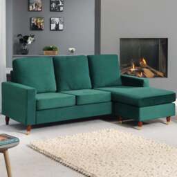 Hendrick 3 Seater Green Reversible Corner Sofa - Artemis Home - Wilko - thumbnail 1