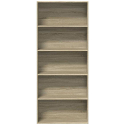 vidaXL 5 Shelf Sonoma Oak Bookcase - Size: 189 x 30 x 80cm - Brown - Wilko - thumbnail 5