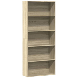 vidaXL 5 Shelf Sonoma Oak Bookcase - Size: 189 x 30 x 80cm - Brown - Wilko - thumbnail 3