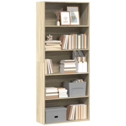 vidaXL 5 Shelf Sonoma Oak Bookcase - Size: 189 x 30 x 80cm - Brown - Wilko - thumbnail 4