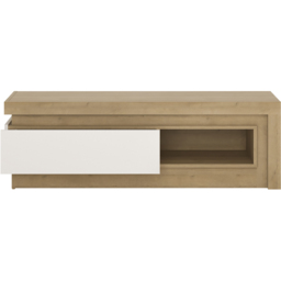 Furniture To Go Lyon Single Drawer Riviera Oak and White High Gloss TV Cabinet - Size: 42 x 130 x 41.7cm - Multi - Wilko - thumbnail 4