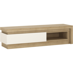 Furniture To Go Lyon Single Drawer Riviera Oak and White High Gloss TV Cabinet - Size: 42 x 130 x 41.7cm - Multi - Wilko - thumbnail 3