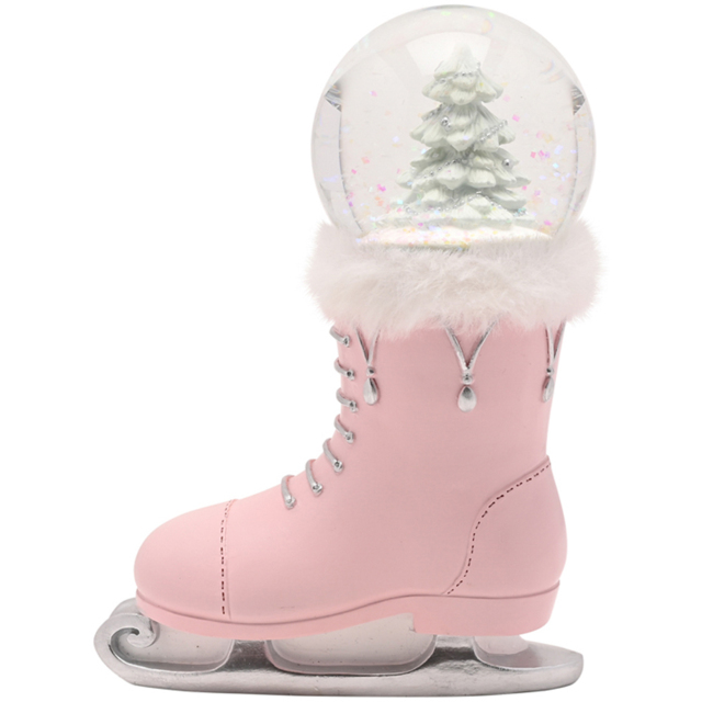 The Seasonal Gift Co. Pink Ice Skate Snow Globe Christmas Decoration - Size: 16 x 12 x 5cm - Wilko - image 1