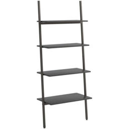 vidaXL 4-Tier Black Tall Leaning Shelf - Size: 90 x 90 x 40cm - Wilko - thumbnail 1