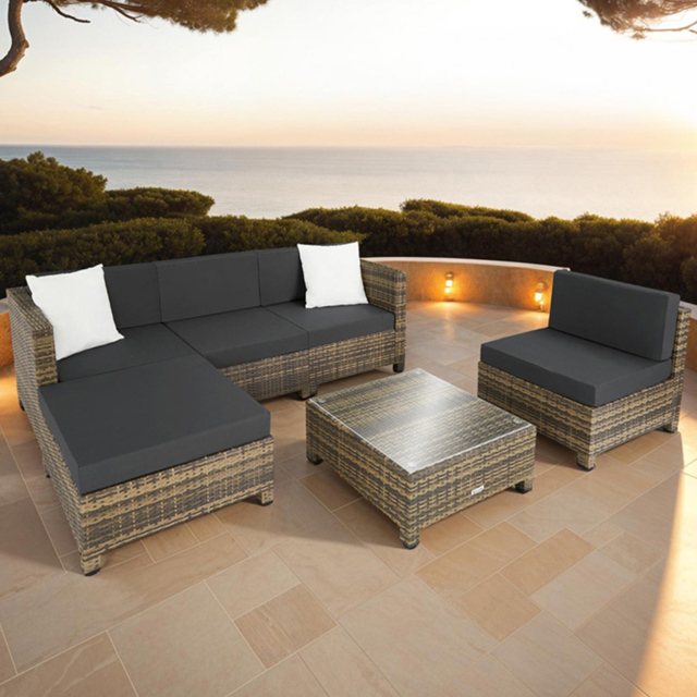 tectake Nature Garden Furniture Set - Brown - Wilko - image 1