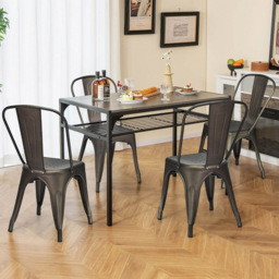 Costway Metal High Back Bar Stool Set of 4 - Black - Wilko - thumbnail 1