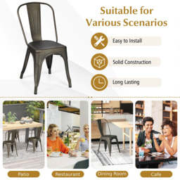 Costway Metal High Back Bar Stool Set of 4 - Black - Wilko - thumbnail 5