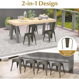 Costway Metal High Back Bar Stool Set of 4 - Black - Wilko - thumbnail 4