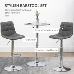 Portland Grey Quilted Height Adjustable Swivel Bar Stool Set of 2 - Wilko - thumbnail 5