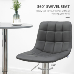 Portland Grey Quilted Height Adjustable Swivel Bar Stool Set of 2 - Wilko - thumbnail 7