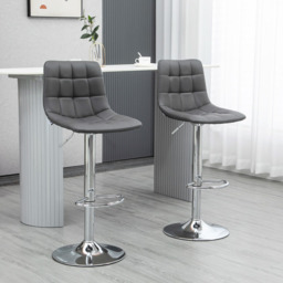 Portland Grey Quilted Height Adjustable Swivel Bar Stool Set of 2 - Wilko - thumbnail 4