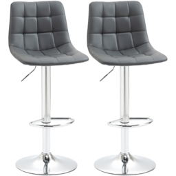 Portland Grey Quilted Height Adjustable Swivel Bar Stool Set of 2 - Wilko - thumbnail 3