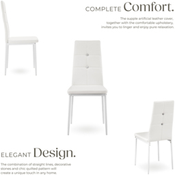 tectake Set of 6 White Rhinestone Highlight Dining Chairs - Wilko - thumbnail 6