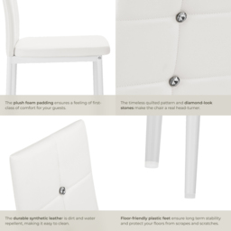 tectake Set of 6 White Rhinestone Highlight Dining Chairs - Wilko - thumbnail 7