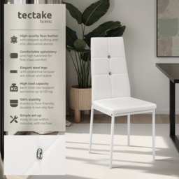 tectake Set of 6 White Rhinestone Highlight Dining Chairs - Wilko - thumbnail 5