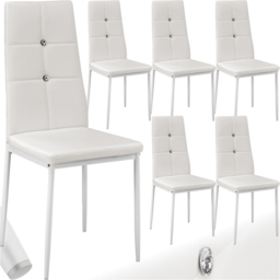 tectake Set of 6 White Rhinestone Highlight Dining Chairs - Wilko - thumbnail 3