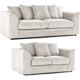 Luxor 5 Seater Silver Jumbo Cord Scatter Back Sofa Set - Wilko - thumbnail 3