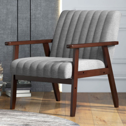 Portland Grey Fabric Armchair - Size: Single - Wilko