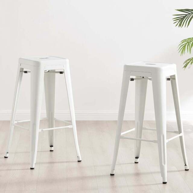 Furniturebox Carter White Tolix Style Bar Stool Set of 2 - Wilko - image 1